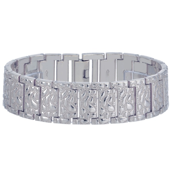 Mens 14K White Gold PT Iced Out Watch and Bracelet - Picture 4 of 5